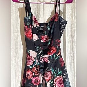 Floral mid dress  with pleated front